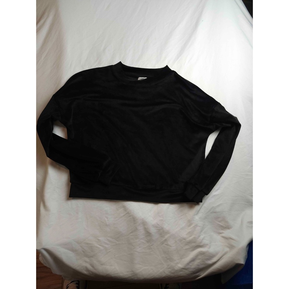 Love Fire Sweatshirt Women XL Black Velour Gothic Minimalism Streetwear Layering
